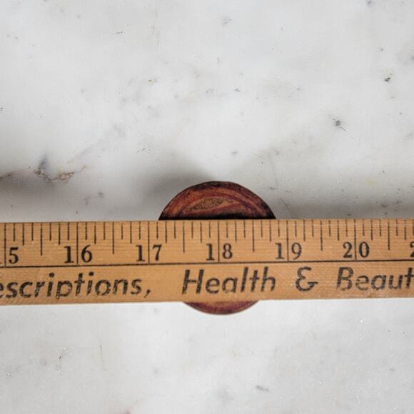 VTG Leather Box Lid 1.75" Brown Red Tooled Cylynder Storage Jar Travel - Picture 14 of 15